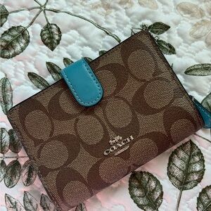 Coach Brown and Blue Signature Wallet
